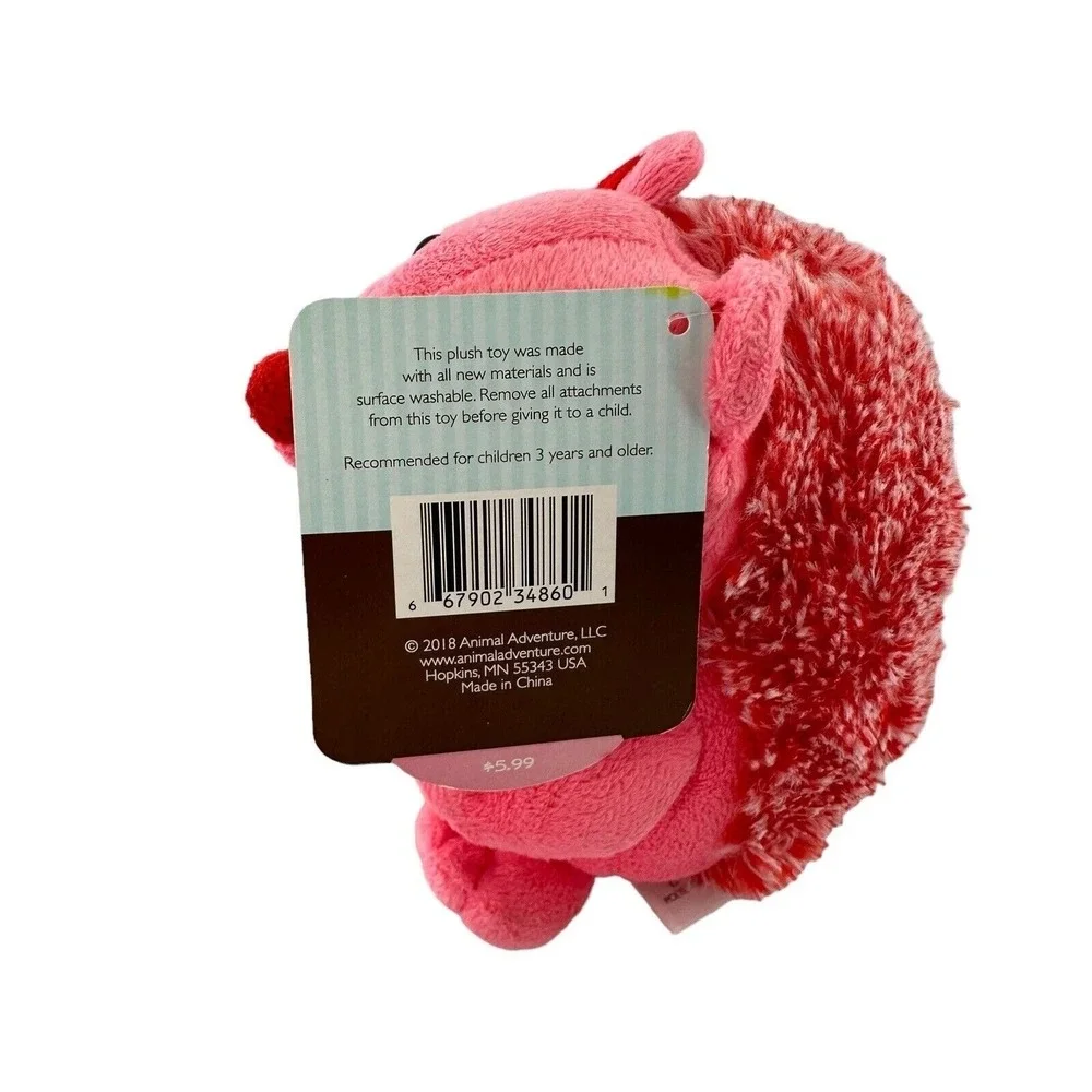 Animal Adventure Pink Hedgehog Plush Toy Holding Red Heart‎ Valentine Porcupine
